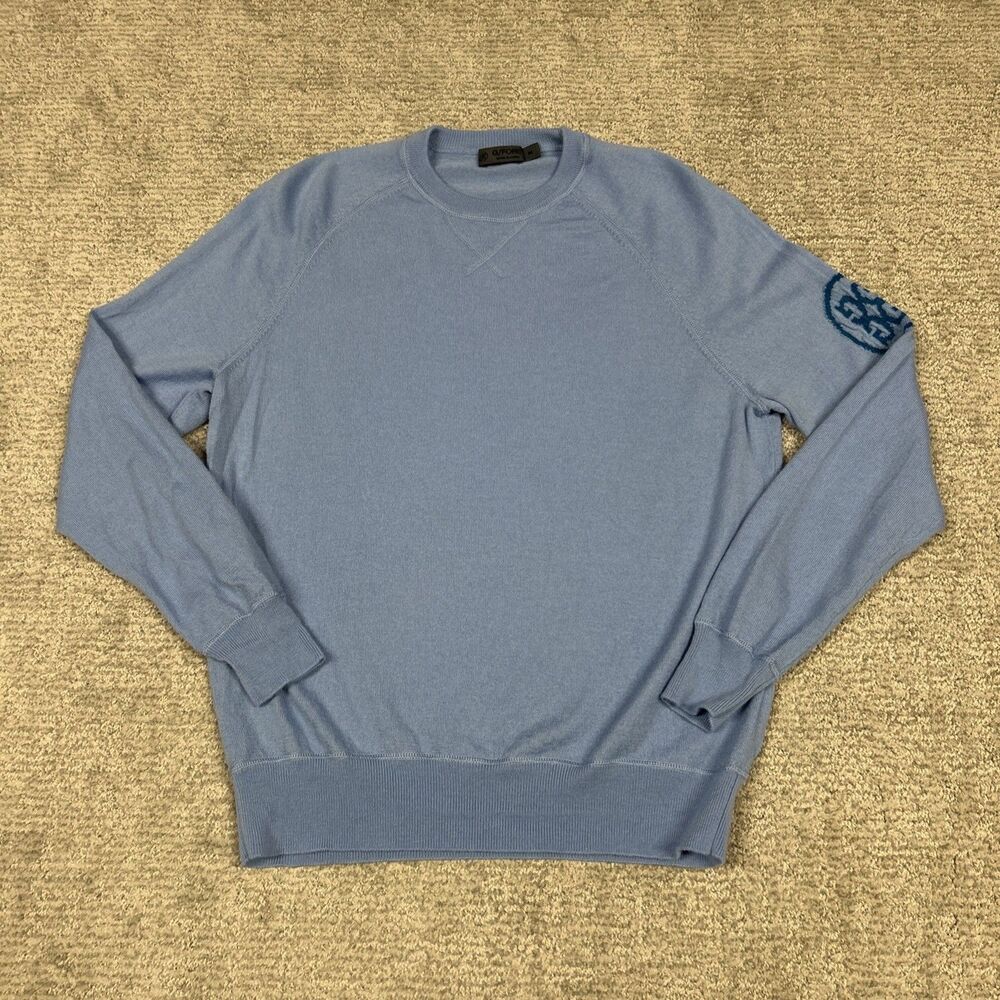 G/FORE Sweater Mens Medium Circle G's Wool Crewneck Sky Blue Preppy Soft